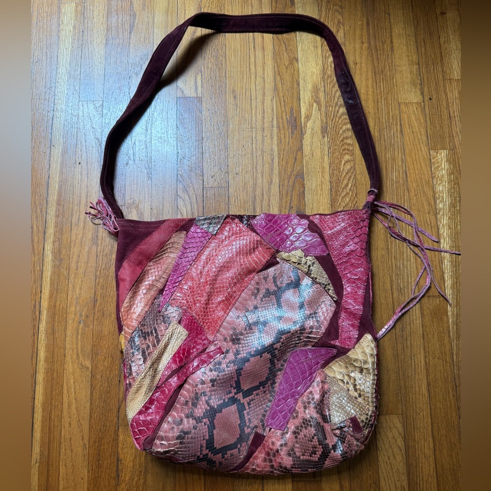 Vintage suede and leather patch bag